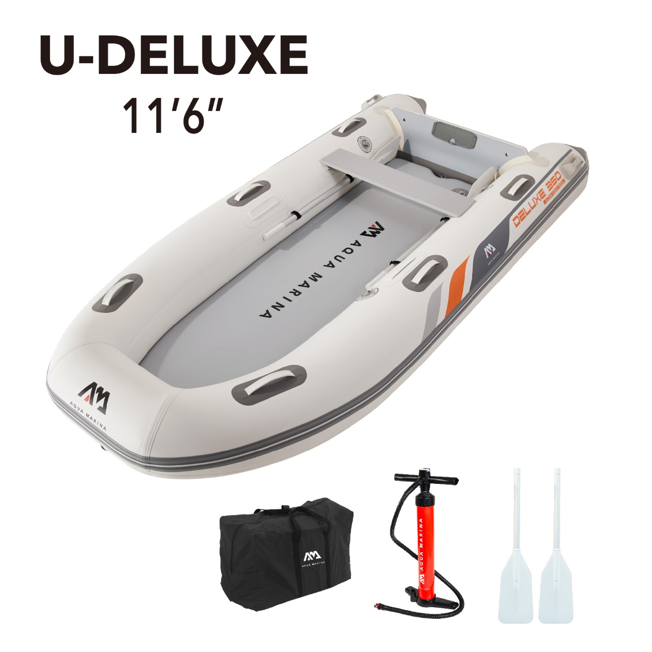 Лодка ПВХ с транцем под мотор Aqua Marina DELUXE U-TYPE Yacht Tender 3.5m with DWF Air Deck
